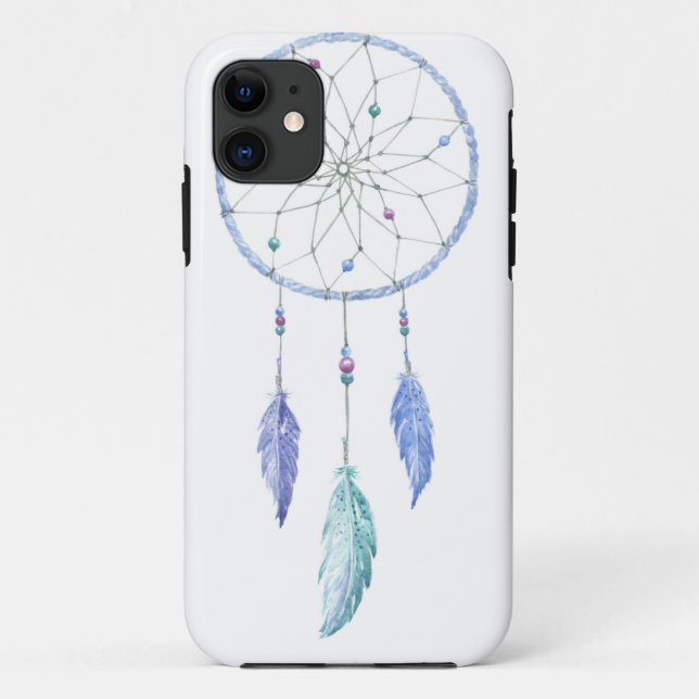 Coques Case-Mate iPhone Dreamcatcher pour aquarelle avec 3 plumes (Dos)