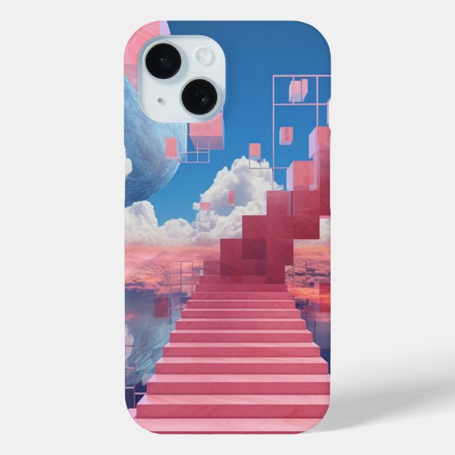 Coques Case-Mate iPhone Dreamy Vaporwave Staircase iPhone 15 Case (Verso)