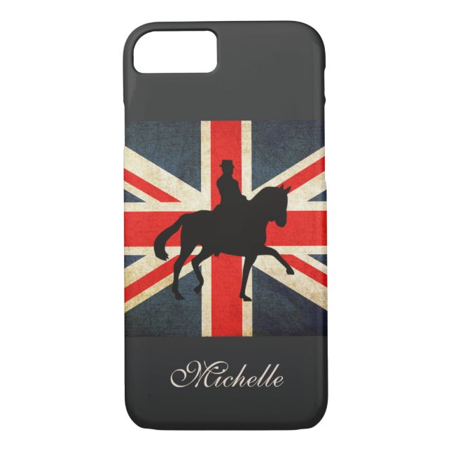 Coques Case-Mate iPhone Dressage personnalisé Cheval et drapeau Union Jack (Dos)
