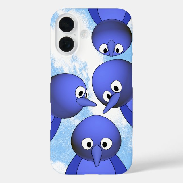 Coques Case-Mate iPhone Drôle Carton d'Oiseaux Bleus (Verso)