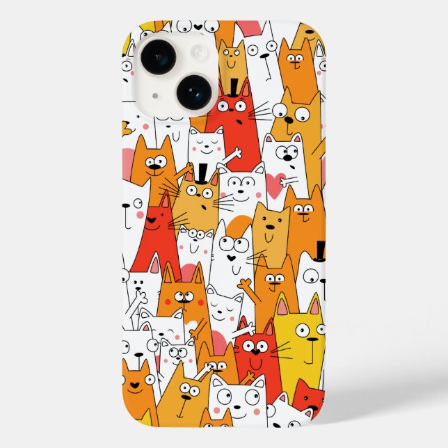 Coques Case-Mate iPhone Drôle Cartoon Cats Group Doodle (Verso)