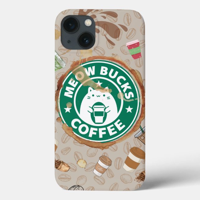 Coques Case-Mate iPhone Drôle Cat Coffee Coffre Téléphone (Verso)