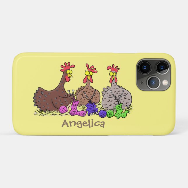 Coques Case-Mate iPhone Drôle dessin animé de poulets de tricot (Dos (Horizontal))