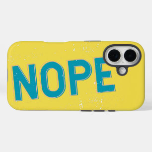 Coque Pour iPhone 16 Drôle Nope Typographie Turquoise bleu et jaune