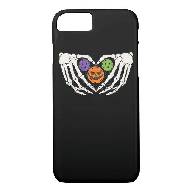 Coques Case-Mate iPhone Drôle Pickle Halloween Squelette Mains Coeur Pumpk (Dos)