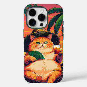 Coques iPhone 16 Pro Drôle Rétro Vacances de chats d'été