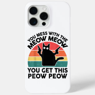 Coque iPhone 15 Pro Max Drôle Tu Mess Avec Chemise Maillée Chat Noir Avec 