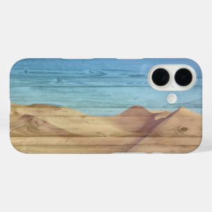 Coque Pour iPhone 16 Dunes de Sable du Désert Beau Ciel Bleu Sur Bois à