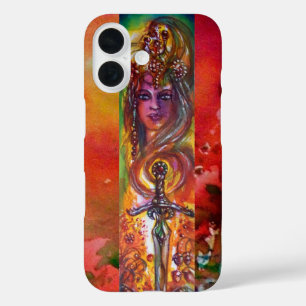 Coque Pour iPhone 16 DURENDAL, ÉPÉE ÉPIQUE ET ANGE Jaune rouge