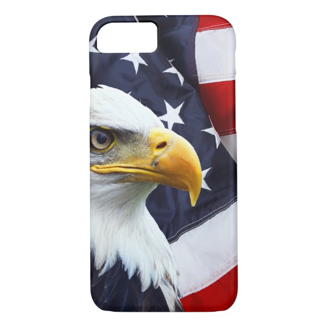 Coques Case-Mate iPhone Eagle chauve nord-américain sur le drapeau (Dos)