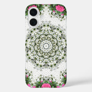 Coque Pour iPhone 16 Eau du jardin Fontaine Fleurs roses Mandala Design