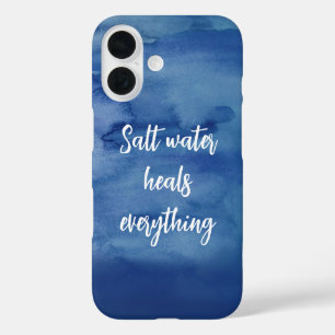 Coque Pour iPhone 16 Eau salée Traite tout Texture bleue Citation
