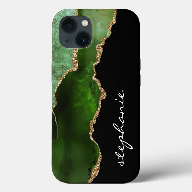 Coques Case-Mate iPhone Eau Verte Agate Aquarelle Personnalisée (Verso)