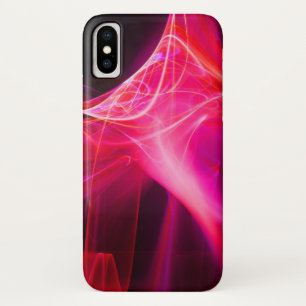 COQUE iPhone X   EAUX FRACTALES ABSTRAITES EN ROUGE POURPULAIRE