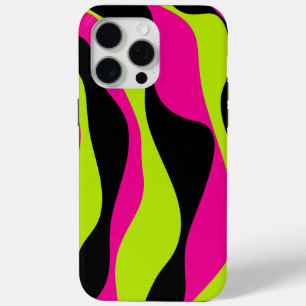 Coque iPhone 15 Pro Max Ebb et flux 4 en Lime vert, rose chaud et noir