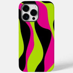 Coque Pour Pour iPhone 14 Pro Max Ebb et flux 4 en Lime vert, rose chaud et noir
