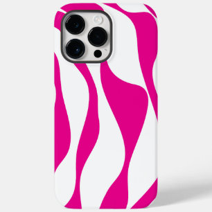 Coque Pour Pour iPhone 14 Pro Max Ebb et flux 4 en Magenta et Blanc