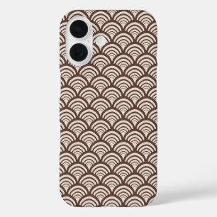 Coque Pour iPhone 16 Écaille rétro arquée marron chocolat