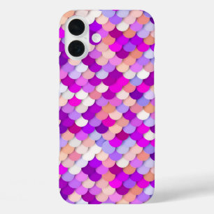 iPhone 16 Plus Case "Écailles de dragon" - violet. rose vif et pêche