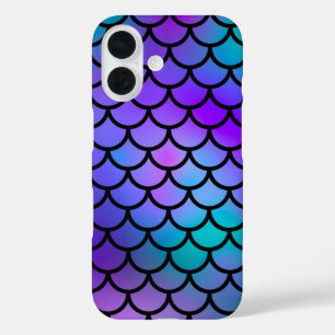 Coque Pour iPhone 16 Écailles de sirène bleue violet rose bleu Poisson 