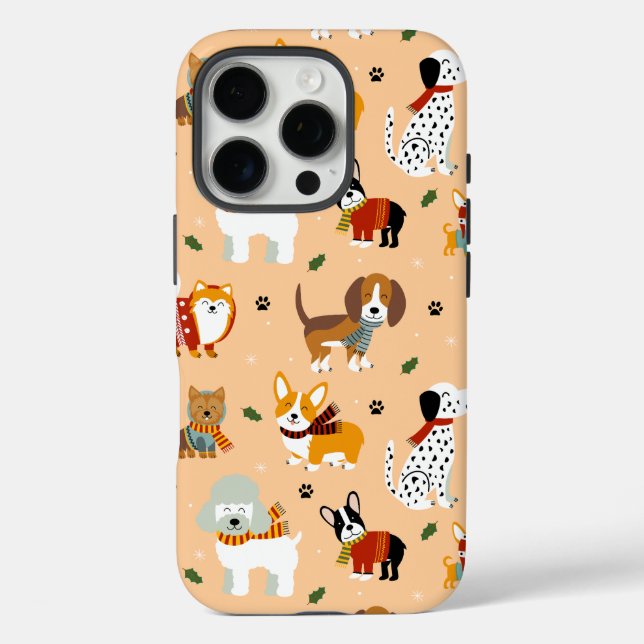 Coques Case-Mate iPhone Écharpes festives d'hiver pour chiots (Verso)