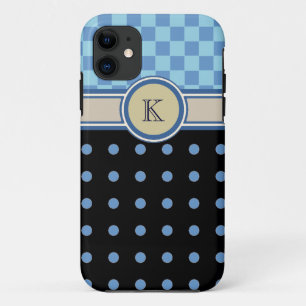 Coques Pour iPhone Échecs et monogramme motif à petits pois