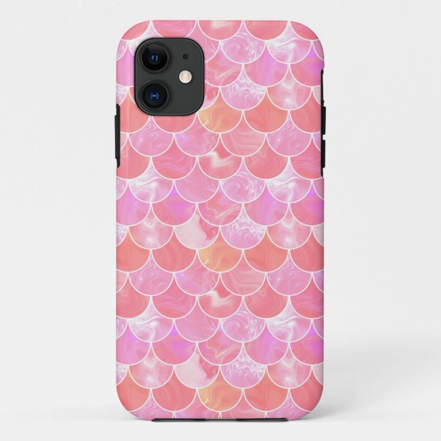 Coques Case-Mate iPhone Échelles de sirène rose (Dos)