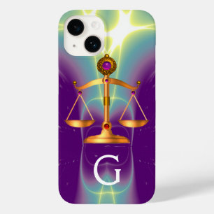 COQUES POUR iPhone ÉCHELLES D'OR DE LA LOI AVEC GEM STONES MONOGRAM