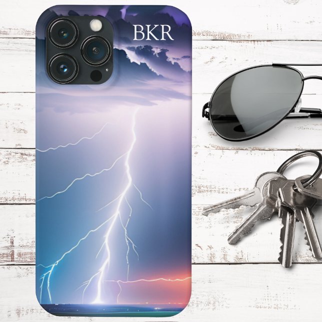 Coques Case-Mate iPhone Éclair sur Monogramme d'eau (Créateur téléchargé)