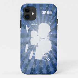 Coques Pour iPhone Éclat grunge de bleu de tambours