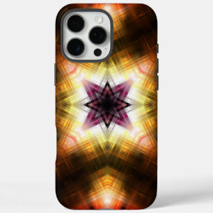 Coques iPhone 16 Pro Max Éclatement d'étoile géométrique radiante avec lumi