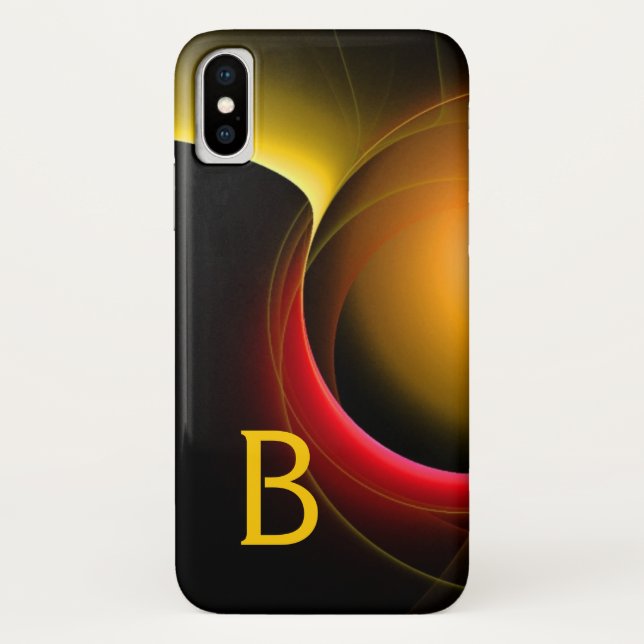 Coques Case-Mate iPhone ECLIPSE MONOGRAM Vibrant noir jaune (Dos)