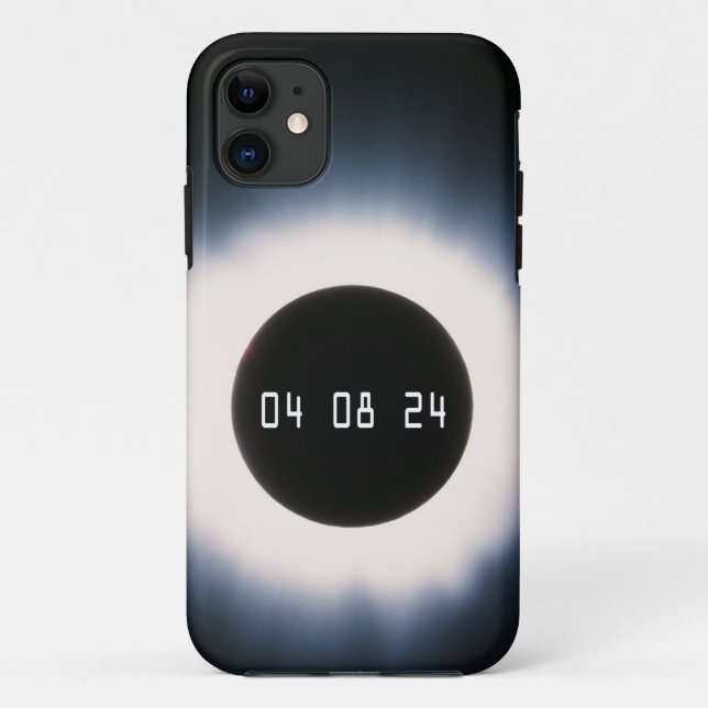 Coques Case-Mate iPhone Éclipse solaire totale 2024 en noir et blanc (Dos)