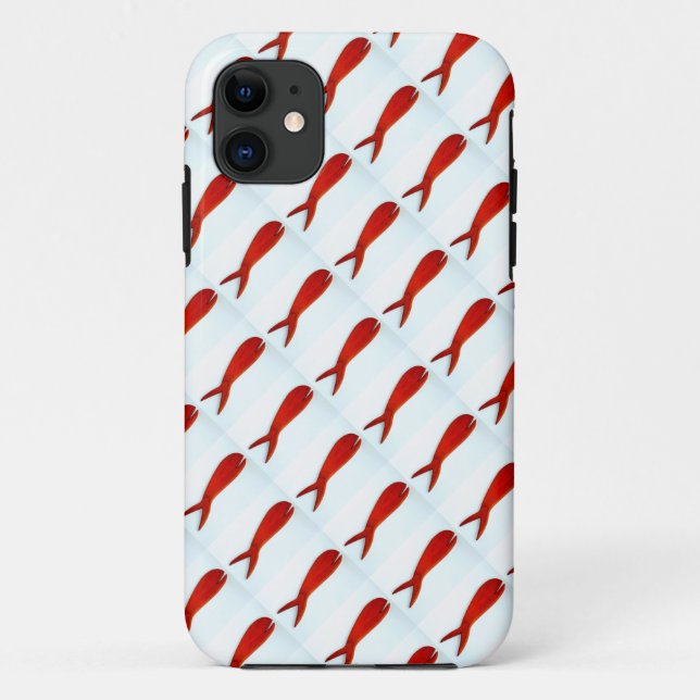 Coques Case-Mate iPhone école de poisson rouge cerise sur motif blanc (Dos)