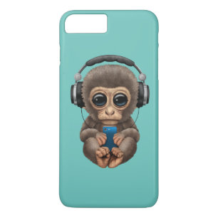 Coque iPhone 7 Plus Écouteurs de port de singe mignon de bébé