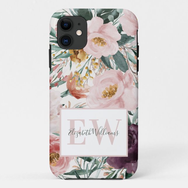 Coques Case-Mate iPhone Écriture moderne aquarelle florale élégant (Dos)