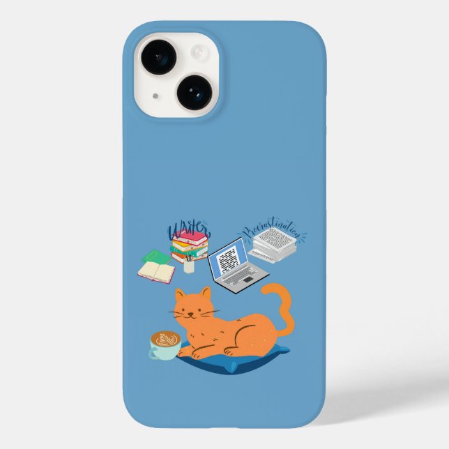 Coques Case-Mate iPhone Écrivain de procrastination Chat (Verso)