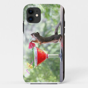 Coque iPhone 11 Écureuil buvant un cocktail à l'heure heureuse