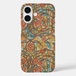 Coque Pour iPhone 16 Écureuils & Blackberries, Design victorien antique