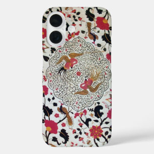 COQUES iPhone 16  EDEN / ELEGANT RED BLACK WHITE FLOWERS AND BIRDS