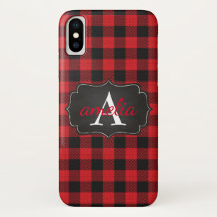 Case-Mate iPhone Case ÉDITABLE Buffle rouge et noir plaqué Monogramme