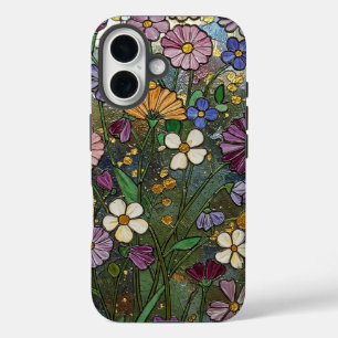 Coque Pour iPhone 16 Effet de verre à âme Fleur sauvage en gras