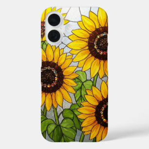 Coque Pour iPhone 16 Effet de verre tendu de tournesol