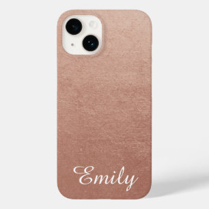 Coque Pour iPhone 14 Effet photo Rose personnalisé Gold Foil