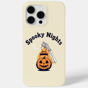 Coque iPhone 15 Pro Max Éffrayant Nuits Citrouille Lanterne Squelette Télé