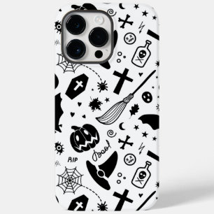 Coque Pour Pour iPhone 14 Pro Max Éffrayant traditionnel d'Halloween noir et blanc