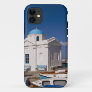 Coques Pour iPhone Eglise blanche sur la plage près de la mer Egée su