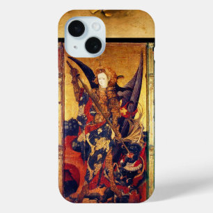 Coque Pour iPhone 15 Église Saint-Michel-Vanquishing Devil as Medieval