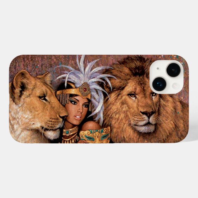 Coques Case-Mate iPhone Égypte Lion déesse Princesse Coque-Mate iPhone 14 (Verso (horizontal))
