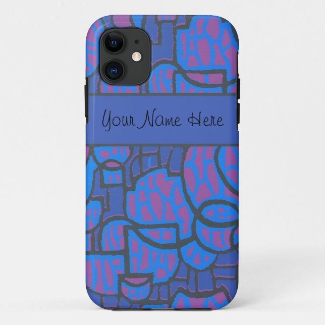 Coques Case-Mate iPhone Electric Blue, Magenta Abstrait, Black Outlines (Dos)